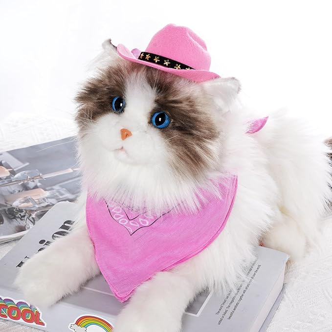 choyaxo Halloween Costumes for Dogs Cat Pet Cowboy Costume Cowboy Hat with Bandana Set for Halloween, Christmas, Holiday, Party, Cosplay (Pink, Large)