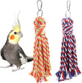 Bird Toy, Hang Colorful Rope Chew Toy with Metal Hook, Bird Cage Accessories for Budgies, Cockatiels, Quaker, Lovebirds, Conure, Small to Medium Birds