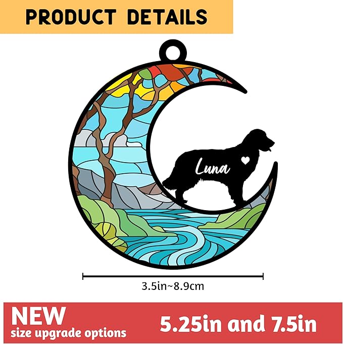 GIFTBYGIFTY Dog Memorial Suncatcher, Personalized w/Name and Dog Breeds, Pet Loss Suncatcher, Gifts for Dog Lovers, Dog Memorial Ornament Loss of Pet Sympathy Gift, in Loving Memory for Loss Dog