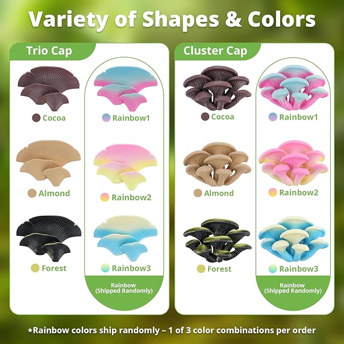 Mushroom Decor for Reptile Tank, Fish Tank, Pet-Safe Bearded Dragon Tank Accessories, Realistic Terrarium Plants for Leopard Geckos, Crested Geckos, Tree Frogs, Snakes (Forest, Cluster Cap)