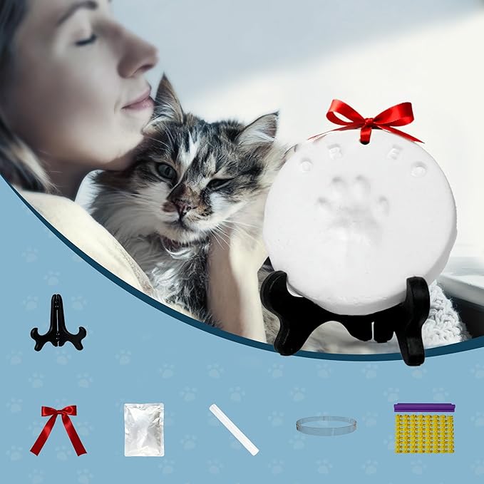 Sleeping Cat Urn for Ashes with Paw Print Kit, Capacity 0.5L, Carefully Handmade Resin Pet Urns for Cats, Thoughtful Pet Loss Gifts and Cat Memorial for Ashes Keepsake (Black)