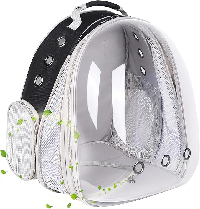 Bird Carrier Backpack, Portable Pet Travel Cage, Transport Bag for Parrots, Small Birds (Black, FE)