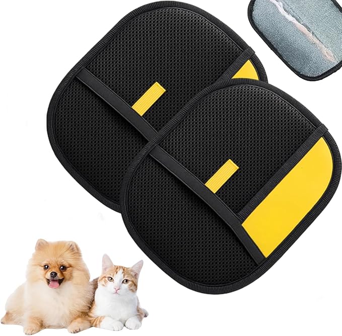 2Pcs Magic Brush Pet Hair, Pet Hair Remover Gloves for Cats & Dogs, Reusable Electrostatic Pet Hair Remover Glove for Couch Furniture, Carpet, Curtain