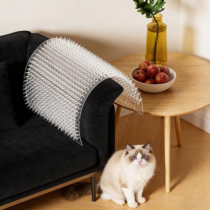 Cat Repellent Outdoor Mat Cats Dogs Plastic Bendable, Spiked Deterrent Training Repellent Pet Mats with Spikes for Indoor Outdoor Supplies, Keep Cats Out of Yard Permanently, 16 x 13 Inch (Clear)