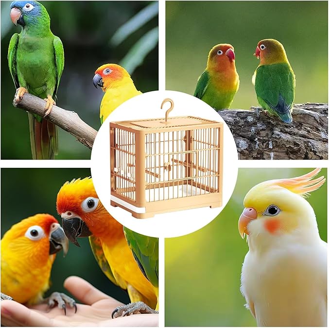 Parakeet Travel Bird Carrier, Portable Cage Tray, Sturdy Compact Pet Habitat Accessory with Practical Structure, Bird Carrier for Macaws Conures Cockatiels Sparrow Budgies Use
