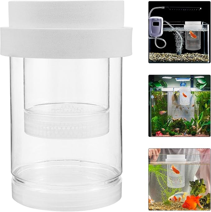 Fish Breeding Box and Floating Hatchery Incubator Set with Fine and Coarse Mesh, Aquarium Isolation Box for Guppy Fry and Betta, Small Size White Aquarium Fish Hatchery Divider