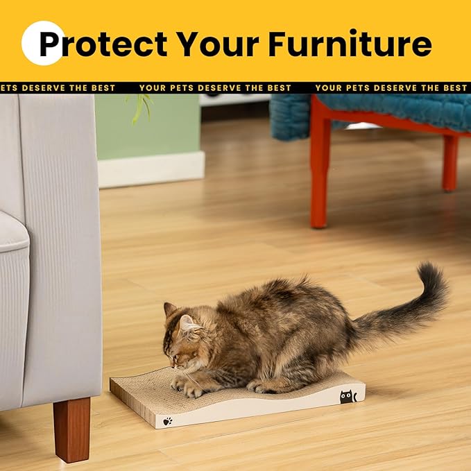 Cat Scratcher, Durable Scratch Pad, Corrugated Cardboard Scratching Board for Indoor Cats, Heavy Duty, Double-Sided Usability, Recyclable, with Catnip