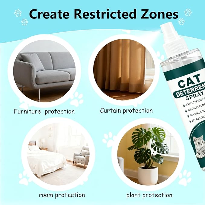 Cat Deterrent Spray,Upgraded Cat Spray Deterrent,Natural Safe Scratch Deterrent Training Aid for Furniture,Cat Repellent Applications for Indoor