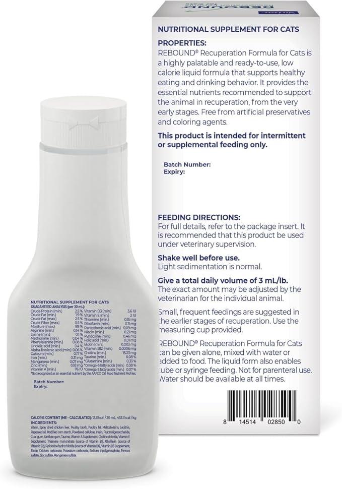 Virbac REBOUND® Recuperation Formula for Cats - Promotes the restoration of healthy digestion, hydration, and nutrition