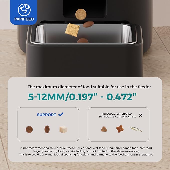 PAPIFEED Automatic Cat Feeder with Camera, 6L Smart WiFi Cat Food Dispenser for Dry Food, Scheduled Feeding You Can Rely On, 1080P HD Monitoring, App Control, Dual Power Backup