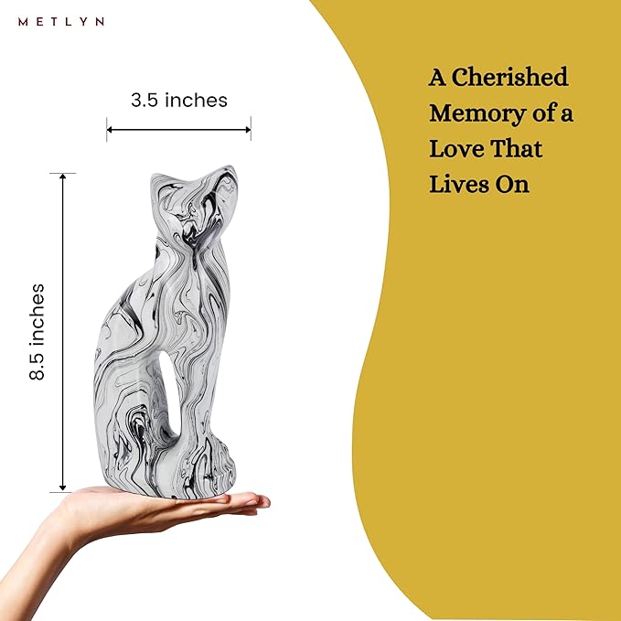 Cat Urns for Ashes - Pet Memorial Cat Urn Cat Memorial Gift, Pet Urn for Cat Ashes Keepsake Pet urns for Cats Ashes, Pet Ashes Urn, Pet Cremation Urn (Marble Black)