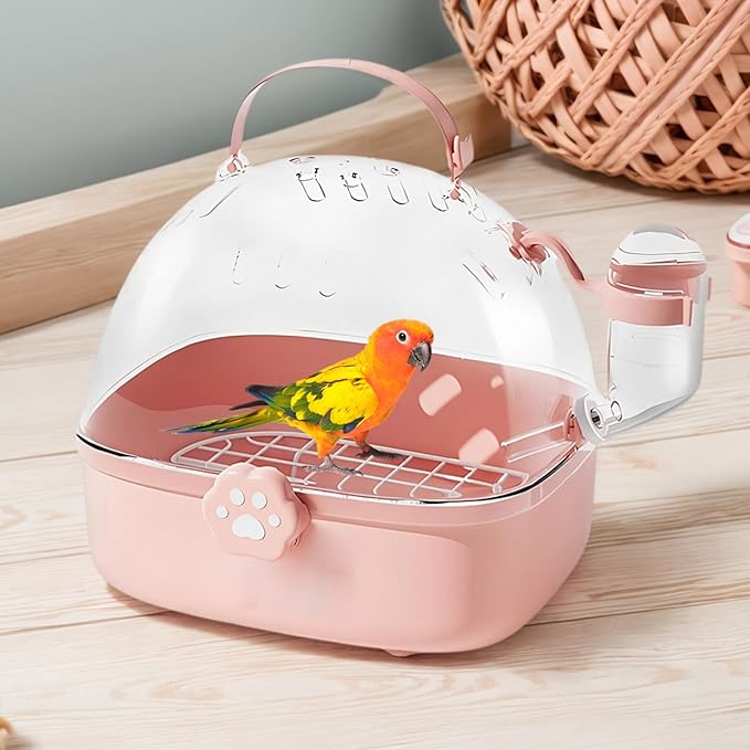Genérico Hamster Carrier | PVC Chinchilla Carrier Cage with Water Bottle | Spacious Bird Carrier Accessories | Perfect for Parrots Parakeets and Nymphs