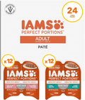 IAMS Perfect Portions Sensitive Digestion & Skin Wet Cat Food Pate, Healthy Adult Grain Free Pate, Salmon and Tuna Recipes, (24) 2.6 oz. Variety Twin-Pack Trays