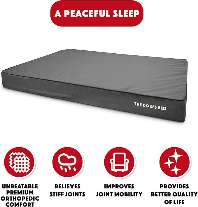 The Dog’s Bed Orthopedic Memory Foam Dog Bed Mattress, Oxford Fabric, Grey with Black Trim, XXXL, 6-Inch