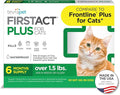 TevraPet FirstAct Plus Flea and Tick Prevention for Cats Over 1.5lbs, 6 Monthly Doses, Topical Drops