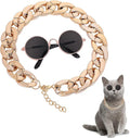 Cat Sunglasses Gold Chain Costume Decorations UV Protection Classic Retro Puppy Retro Sunglasses Faux Photo Props
