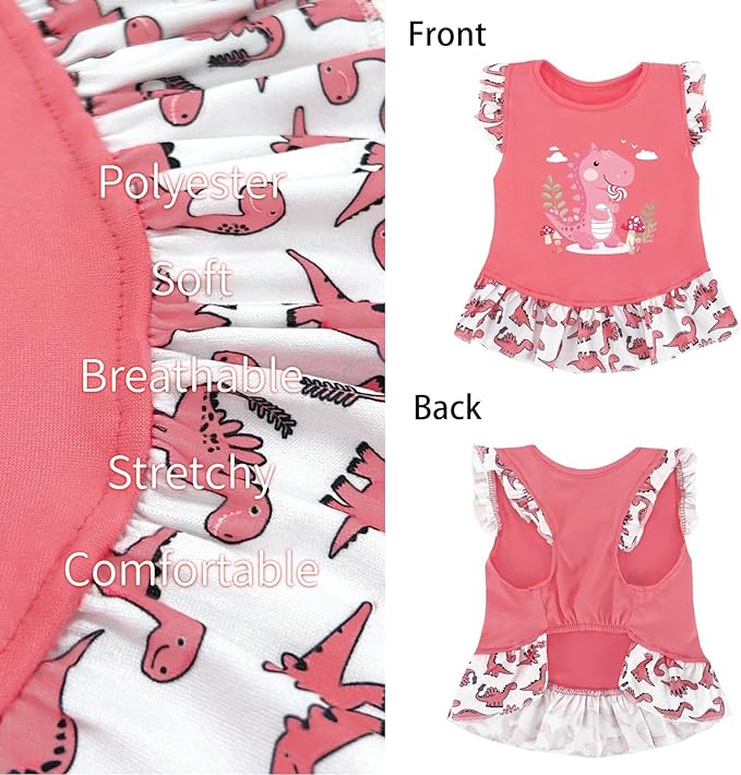 XPUDAC 4 Pack Dog Dresses Cute Printed Puppy Clothes for Small Dogs Girl Chihuahua Doggie Outfits Tank Top Vest Dresses Cat Apparel, Large(Chest-21)