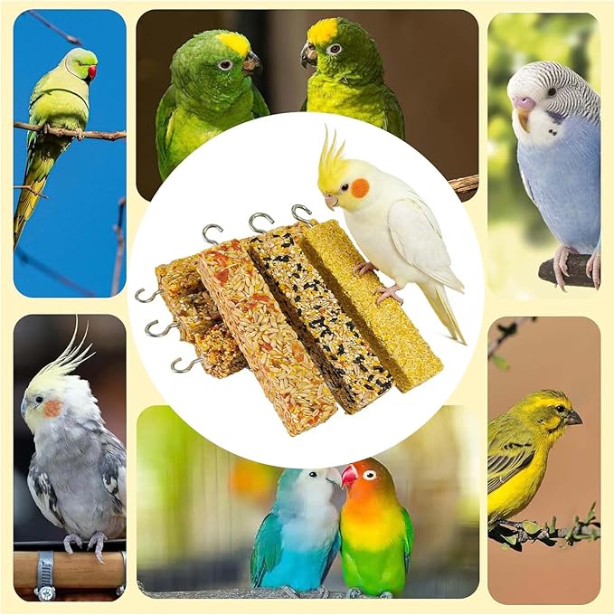 6PCS Parakeet Treats,Parrot Grains Mixed Treat Sticks,Vegetable & Grain Style Sticks,Bird Treats for Cockatiel Budgies Lovebirds Canary Conure Finches