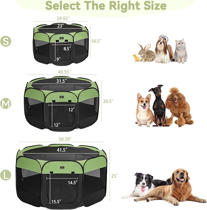 Portable Indoor Dog Playpen for Small Dogs & Puppies by A 4 Pet – 40.55" Pop-Up Soft Puppy Playpens with Bowl, Waterproof Floor, Calm Safe Space for Home, Travel & Daily Use