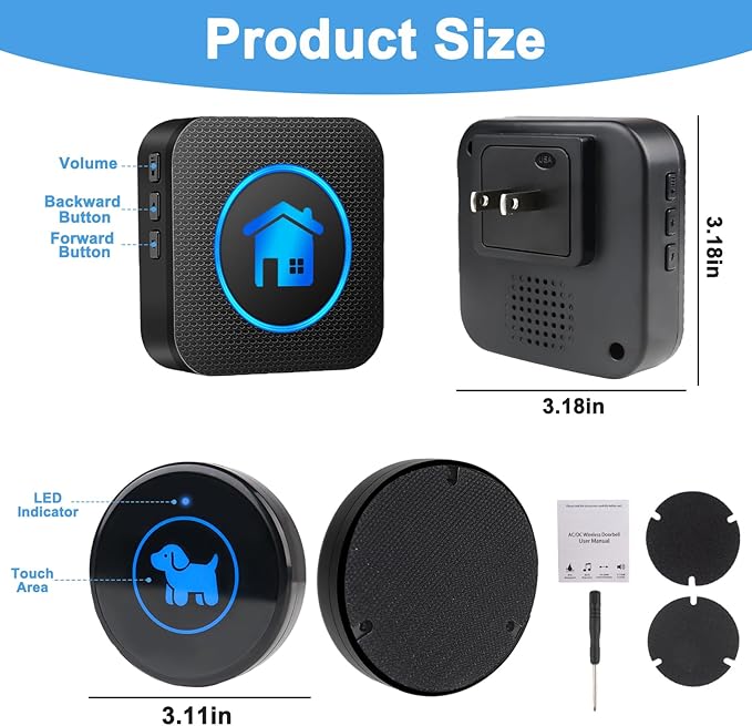 Dog Door Bell (2026 Enhanced Touch), Wireless Dog Doorbells for Potty Training – Dog Bells to Go Outside, 1000Feet Range, Waterproof Button, 55 Melodies & 5 Notification Modes(2 Buttons)