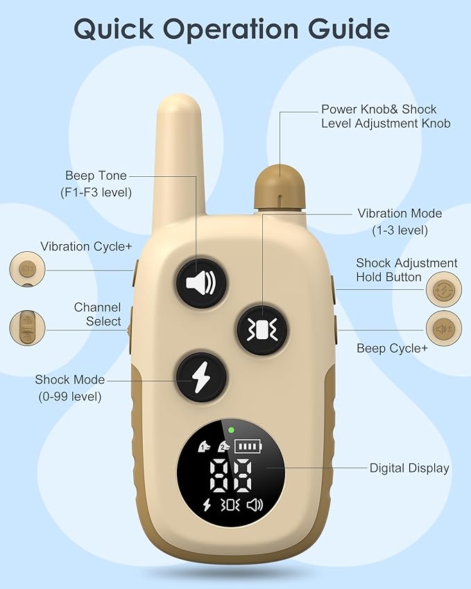Jugbow Dog Shock Collar - 4200FT Dog Training Collar with Remote for Large Medium Small Dogs, Electric Collar with Beep/Safe Static/Vibration, Rechargeable Waterproof IPX8 E Collars (Beige)