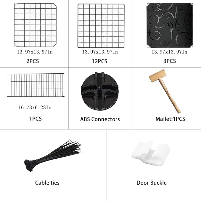 DIY Cat Cage,Pet Playpen Indoor, Detachable Metal Wire Small Animal Cages, 2-Tier Crate Large Exercise Place, Kitten Enclosures with 2 Door, 29.5 x 15.3 x 28.7 Inch, Black