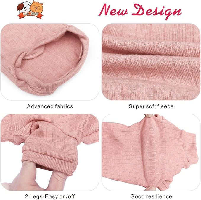 Idepet Sphynx Hairless Cats Sweater Shirt Kitten Soft Puppy Clothes Pullover Cute Cat Pajamas Jumpsuit Cotton Apparel Pet Winter Turtleneck for Cats and Teacup Chihuahua Small Dogs(Pink,XL)