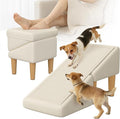Split Ottoman Dog Ramp, 23-Degree Puppy Ramps for Small Dogs, Solid Wood Anti-Slip Dog Ramp for Couch, Includes Removable Anti-Slip Mat and Seat Cushion, for Small and Injured Dogs & Cats