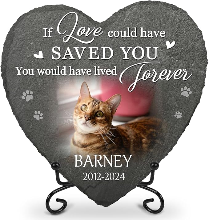 DOPTIKA Cat Memorial Gifts for Loss of Cat, Personalized Cat Memorial Stones with Photo, Pet Loss Gifts, Loss of Cat Sympathy Gift, Pet Memorial Stones, in Loving Memory Gifts for Cat Lovers