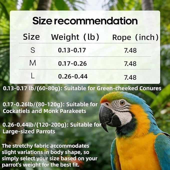 DRESSO Portable Bird Traval Carrier Bag, Escape Resistant Outdoor Harness Vest for Small Medium Parrots, Cockatiel, Budgie, Random Color(Small)