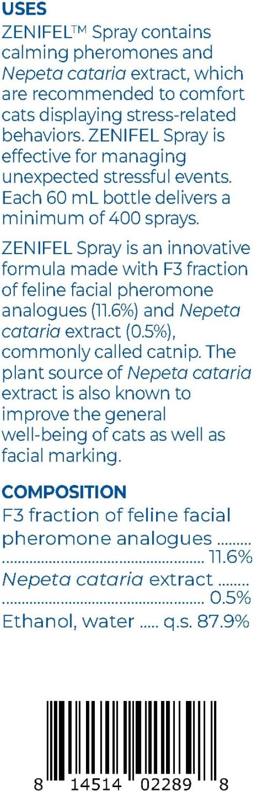Virbac ZENIFEL™ Spray | Managing Stress-Related Behaviors in Kittens & Cats | Quick-Acting - Ideal for Unexpected Stressful Situations