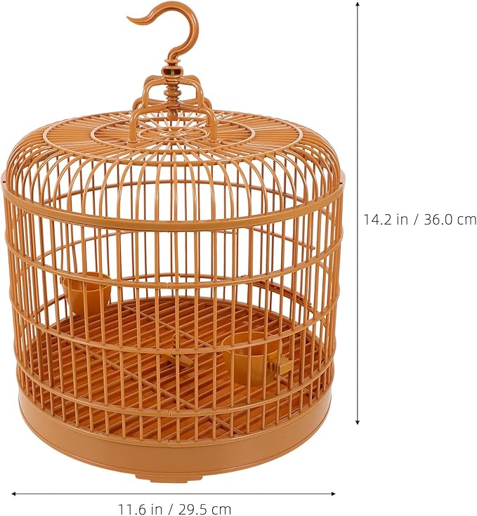 ERINGOGO Hanging Birdcage for Parakeets and Small Birds, Plastic Decorative Outdoor Cage with Handle, 29.5-inch Dome Top for Travel and Home Use