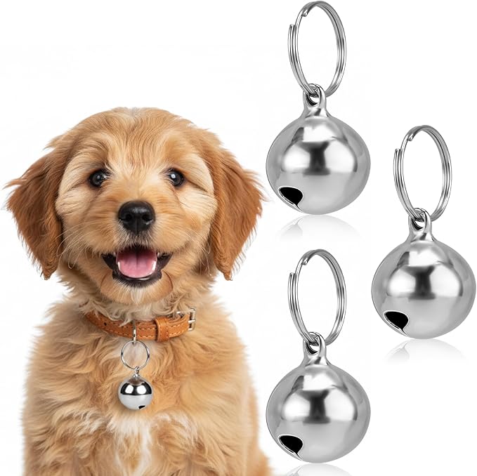 Larrel Bell for Dog Cat Collar, 3 Pcs Silver Dog Bells for Collar Removable Metal Dogs Charms for Collars Cute Lightweight Bell Pet Collars Accessories for Dogs Cat