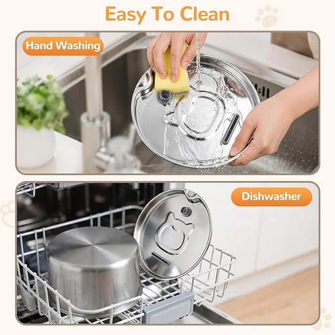 Cat Water Fountain Stainless Steel, 135oz/4L with Adjustable Pump & 3 Flow Modes, Ultra-Quiet Automatic Cat Dog Water Dispenser, Large Capacity Water Fountain for Cats, Dogs, Multiple Pets