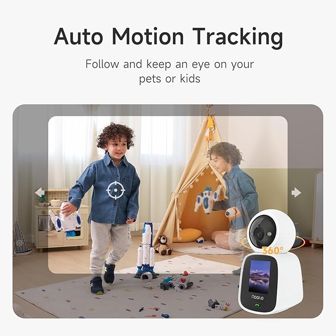 Noorio Two Way Video Calling Camera, 2K One Click Call Pet Camera Indoor with Phone App, 360° PTZ Dog Cam with Speaker, Color Night Vision Security Indoor Cameras, CL200 2Pcs