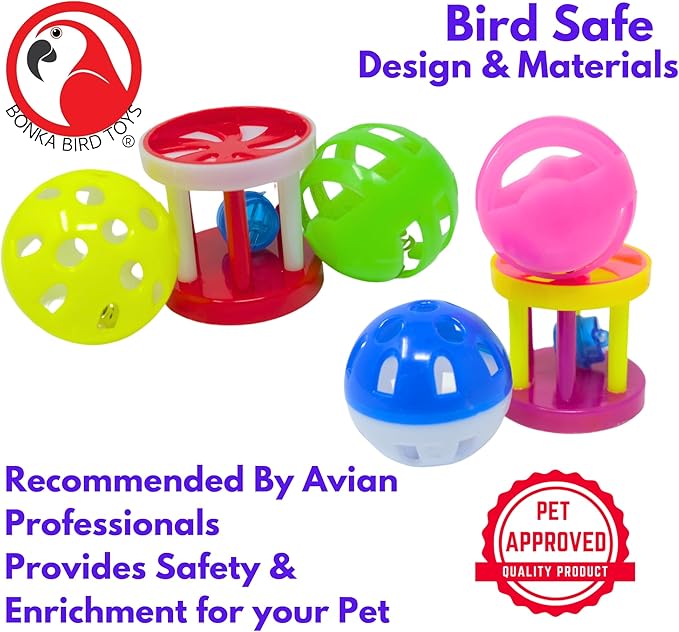 1195 Pk2 Play Three Bonka Bird Toys Foot Colorful Durable Parrot Quaker Parrotlet Budgie Finch