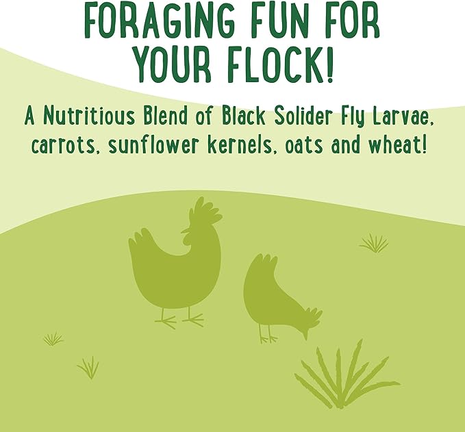 Manna Pro Farmhouse Favorites Forage Clusters for Chickens and Turkeys, Approx. 22 High-Protein Clusters with Black Soldier Fly Larvae, Carrots, Oats & Sunflower Kernels, Nutritious Poultry, 14oz