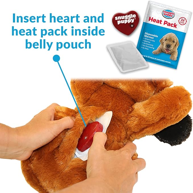 Snuggle Puppy Original Heartbeat Puppy Toy with Real-Feel Pulse & Heat Pack, Plush Dog Comfort Toy for Crate Training, First Nights & New Puppy Transition - Biscuit