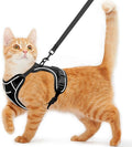 Cat Harness and Leash for Walking Escape Proof Soft Adjustable Cat Leash Breathable Comfortable Vest Easy to Wear Kitten Harness for Outdoor Travel Black XS