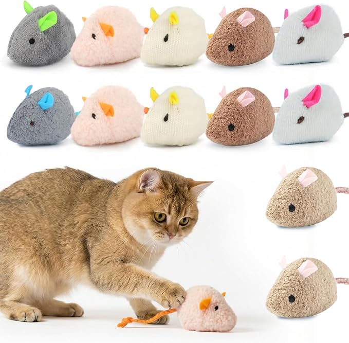 WRW 12PCS 2.36 Inch Cat Mice Toys, Prefilled Catnip Plush Catnip Toys, Realistic Design Interactive Cat Mouse Toys for Indoor Cats Play Fetch（7 Colors） (12)