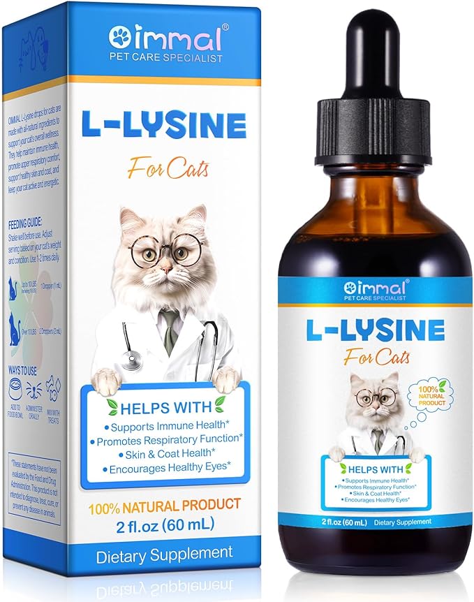 ALIVO L-Lysine for Cats, Immune Support Drops for Cats Feline Respiratory Health, Sneezing & Runny Nose - Pet Liquid Supplement for Eye Function & Cat Cold Relief - Chicken Flavor, 2 fl oz / 60 ml