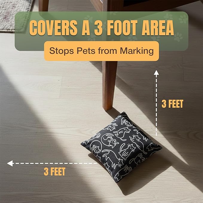 Cat Marking Prevention - Indoor - Permanent - Effective - Stops Cats from Marking or Peeing - Eliminates a Cats' urge to Mark, Put Bag Down & Your Problem is Solved! (Black with Cats)