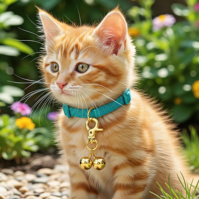 2Pcs Gold Bells for Dog Collars, Extra Loud Collar Bell, Cat Bell for Pet Collar, Training Collar Charm with Heavy Duty Snap Clips, Pet Pendant Accessories for Pet Tracking Anti Lost Training