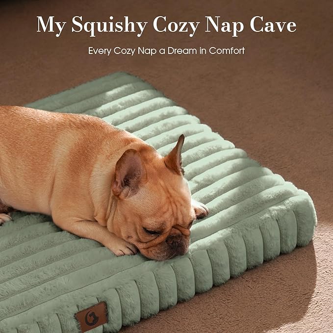 Extra Large Dog Bed for Crate, Orthopedic Dog Bed with Waterproof Lining, Soft Short Plush Surface & Egg Crate Foam, Machine Washable Pet Bed with Removable Cover & Anti Slip Bottom