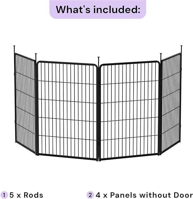 SunsGrove Dog Playpen Outdoor, Heavy Duty 40 Inch 4 Panels Play Pen for Medium and Large Dogs, Free and Safe Play Dog Fence, Black