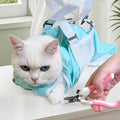 Cinf Cat Nail Clipping Cleaning Grooming Restraint Bag No Scratching Biting for Bathing Nail Trimming Injecting Examining(Mint,M)
