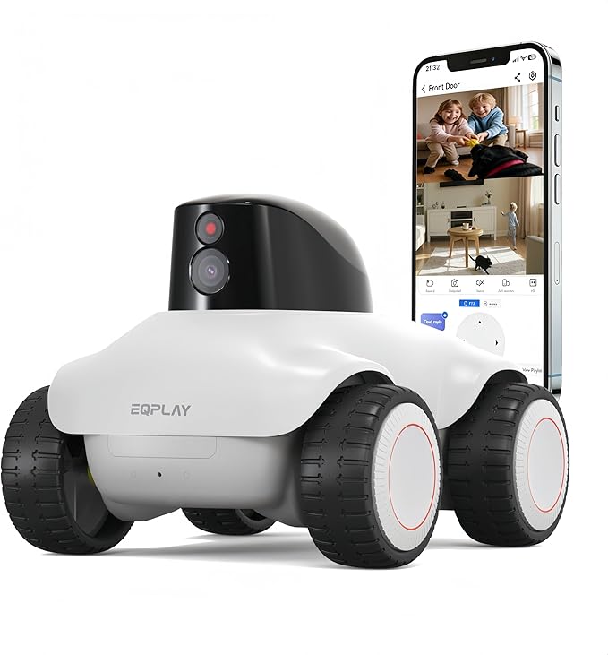 Family Smart Companion Robot, 2K HD Pet Camera Robot, Security Camera for Home, Battery-Powered with Phone App, 1-Click Interaction, 2-Way Voice, Night Vision, Motion Detection, Video Recording