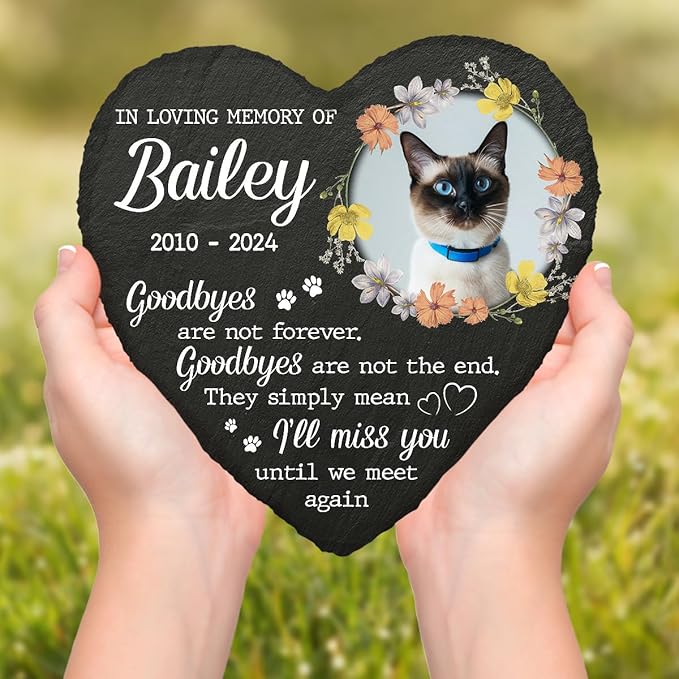 DOPTIKA in Loving Memory of Custom Photo Pet Memorial Stones, Pet Sympathy Gifts for Cats, Cat Memorial Gifts for Loss of Cat, Cat Mom Cat Dad Gifts, Cat Memorial Gifts, Cat Memorials & Funerary