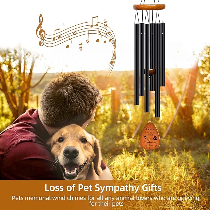Pet Memorial Gifts Wind Chimes - Dog Cat Memorial Gift,Pet Lost Gifts,Bereavement Remembrance Gift for Loss of Dog Cat Wind Chimes,28 inches