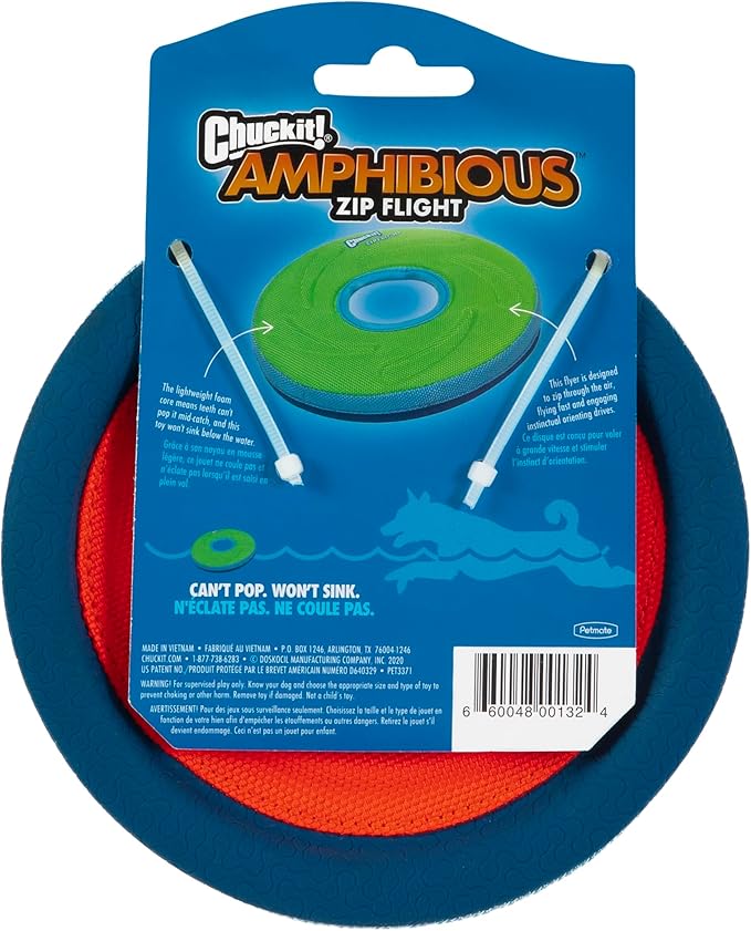 Chuckit! Zipflight Flying Disc Dog Toy, Small (6"), Green and light Blue